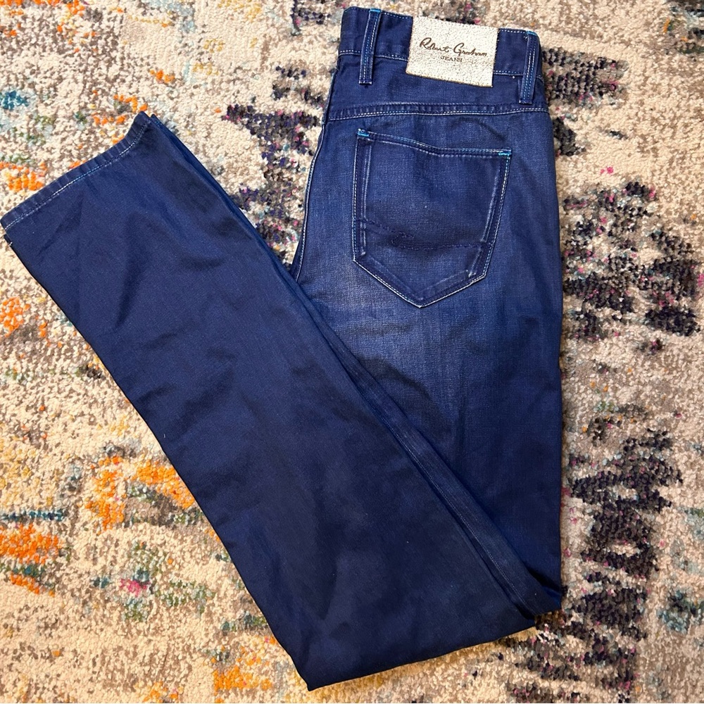 NWOT Robert Graham Jeans Dark Wash Slim Jim Italian Denim Men’s Size 29
